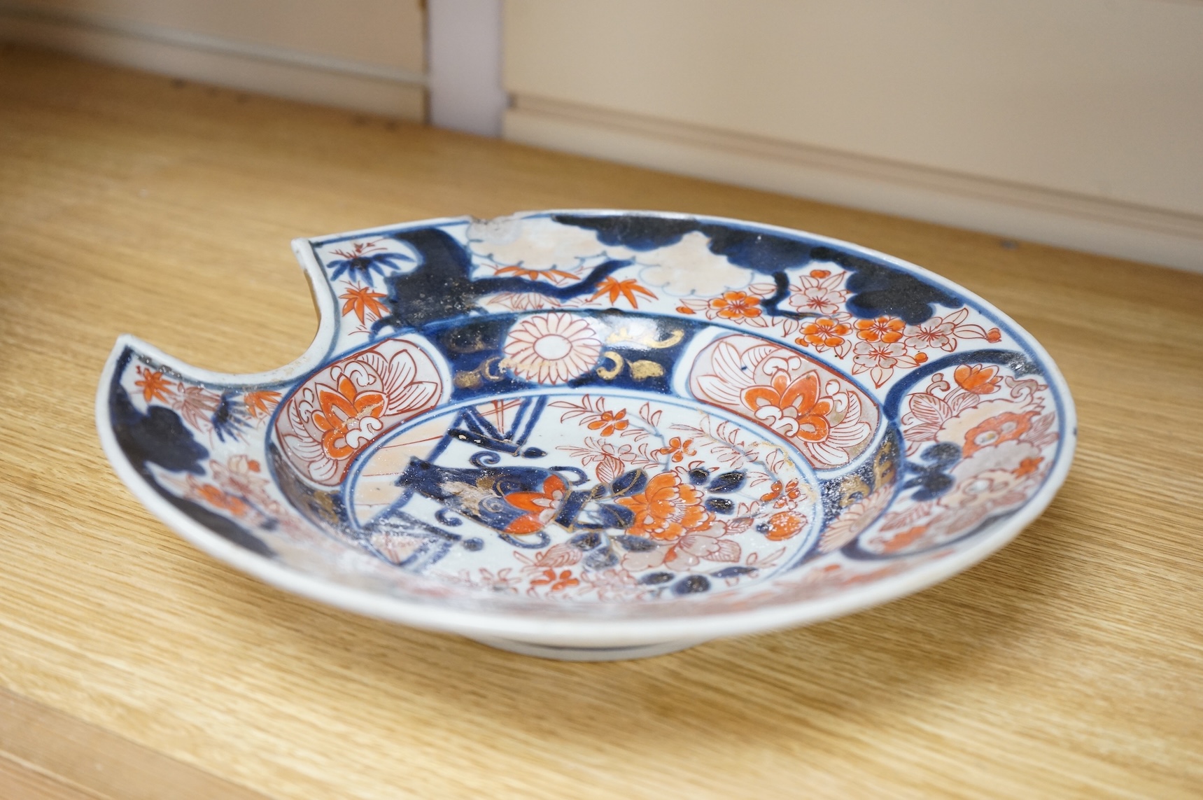 A Japanese Edo Arita barber's bowl, c.1700, 27cm diameter